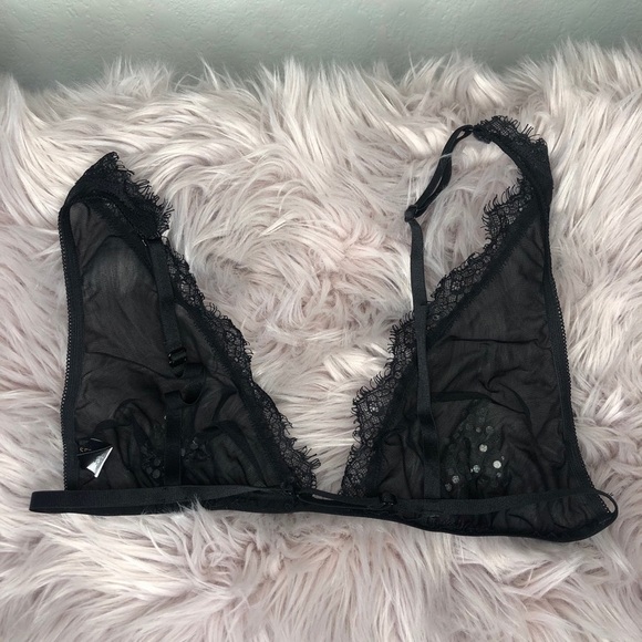 𝅺seduction by Frederick’s of Hollywood Sheer Black Rhinestone Bralette - Picture 3 of 6